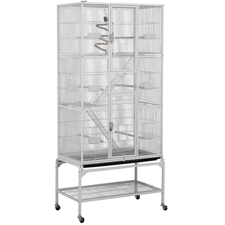 Yaheetech 69''H Extra Large Rolling Metal Pet Cage with Detachable Stand, White