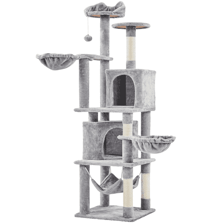 Yaheetech 69'' Multilevel Cat Tree Cat Towers W/ Double Condo, Light Gray