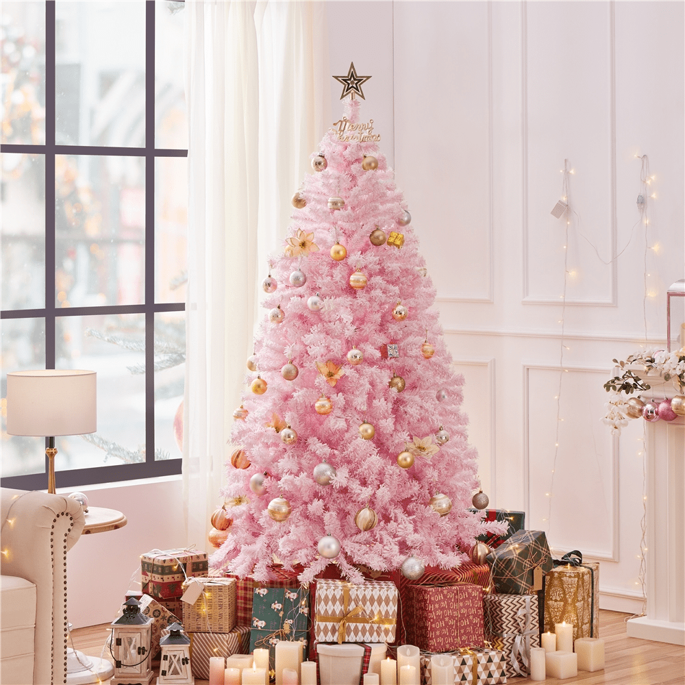 Yaheetech Pre-lit Flocked Artificial Christmas Tree Snow Frosted Christmas  Tree, Pink - On Sale - Bed Bath & Beyond - 36329991