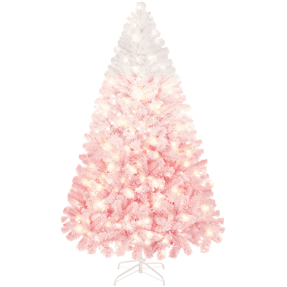 Yaheetech 6ft Artificial Christmas Tree with Incandescent Warm White Lights, Pink Gradient