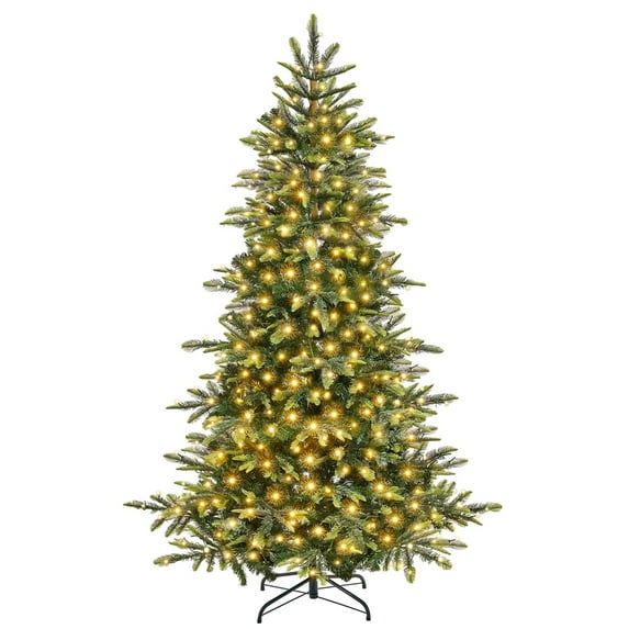 Yaheetech 6ft Pre-Lit Artificial Christmas Tree with 400 Warm LED Lights, Green