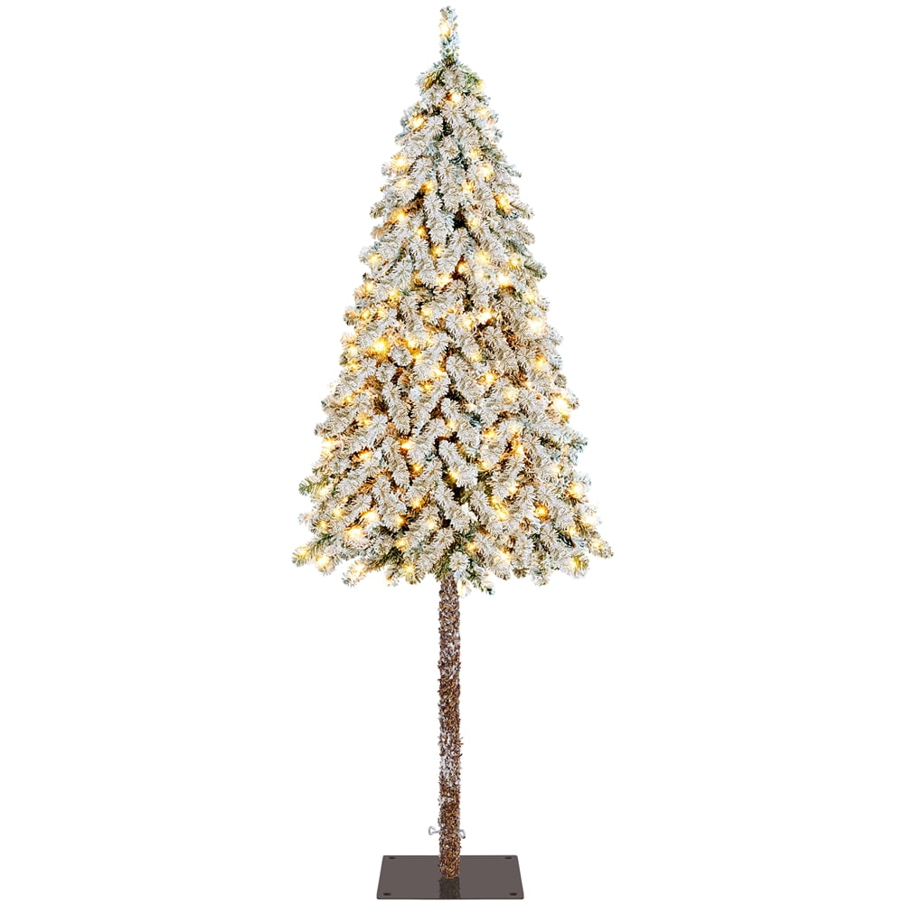 Yaheetech 6ft PreLit Slim Pencil Artificial Christmas Tree with Warm Lights,White