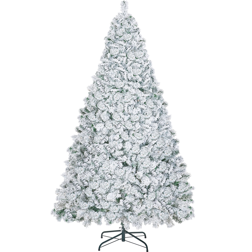 Yaheetech 6ft Prelit Flocked Artificial Christmas Tree with Colorful LED Lights,White