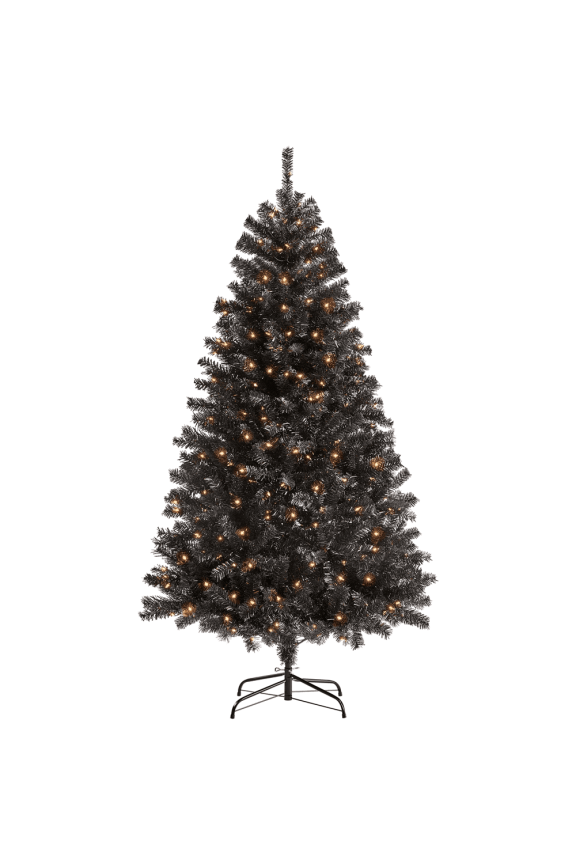 6ft Pre-lit Spruce Artificial Christmas Tree, Black