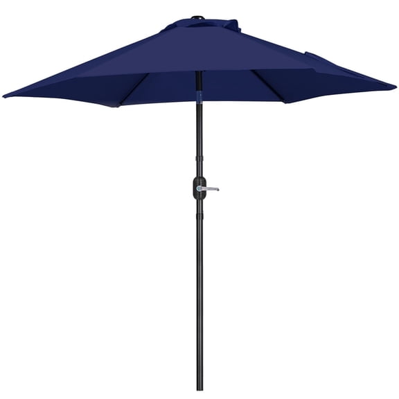Yaheetech 7.5 Ft Outdoor Patio Market Umbrella with 6 Ribs and Push Button Tilt, Navy Blue