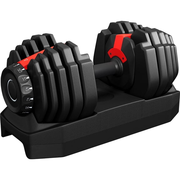 Yaheetech 5-52.5Lbs Quick Adjust Dumbbell Set For Home Gym, Set of 2, Black/Red