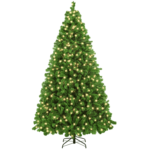 Yaheetech 7.5FT Pre-lit Flocked Artificial Christmas Tree with Foldable Stand,Pure Green