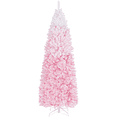 thumbnail image 1 of Yaheetech 7.5Ft Pre-lit Flocked Pencil Artificial Christmas Tree with Lights,Pink Gradient, 1 of 8