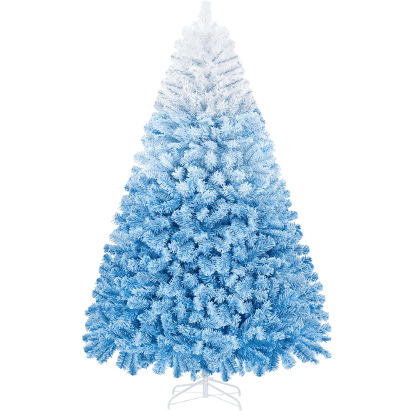 Yaheetech 7.5ft Flocked Artificial Christmas Tree with Foldable Stand, Lake Blue Gradient