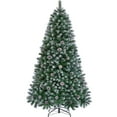 thumbnail image 1 of Yaheetech 7.5ft Pre-decorated Frosted Artificial Christmas Tree with Pinecones, Green, 1 of 7