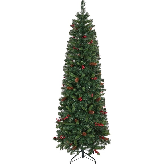 Yaheetech 7.5ft Pre-lit Artificial Christmas Tree with White Lights, Green