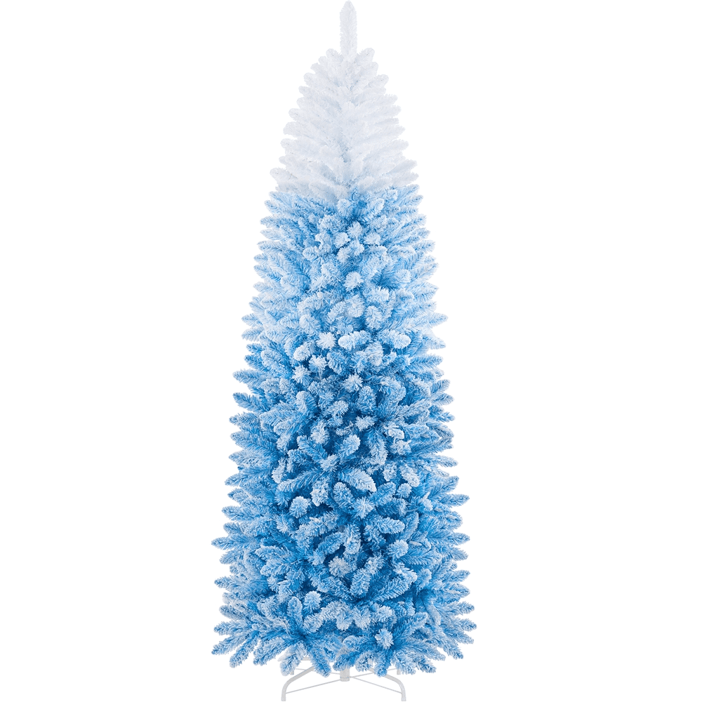 Yaheetech 7.5ft Pre-lit Flocked Artificial Christmas Tree with Stand ...
