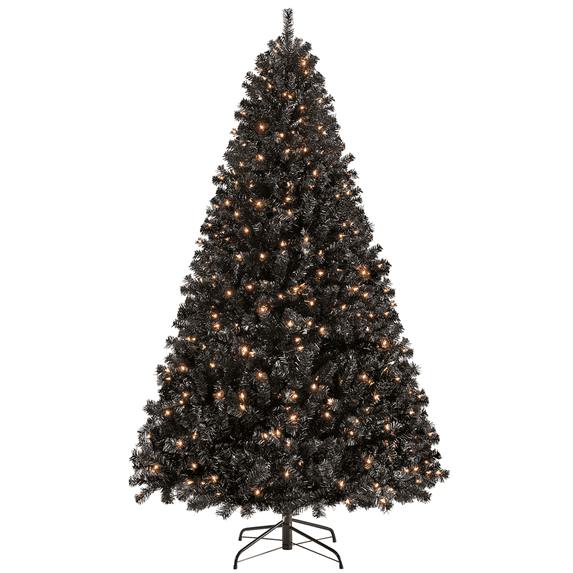 Yaheetech 7.5ft Pre-lit Spruce Artificial Christmas Tree, Black