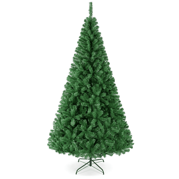 Yaheetech 7.5ft Unlit Hinged Spruce Artificial Christmas Pine Tree with Foldable Stand and 1011 Branch Tips Lifelike Holiday Decorative Tree,Green