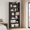 thumbnail image 1 of Yaheetech 7-Tier Wooden Bookshelf with Adjustable Open Shelves, Black, 1 of 9