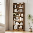 thumbnail image 1 of Yaheetech 7-Tier Wooden Bookshelf with Adjustable Open Shelves, Rustic Brown, 1 of 7