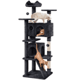 thumbnail image 1 of Yaheetech 70.1" Large Multi-Level Cat Tree with Double Condos & 3 Perches, Black, 1 of 8