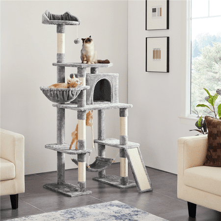 Yaheetech 70'' Multilevel Cat Tree Cat Tower with Condo &Scratching Posts, Light Gray