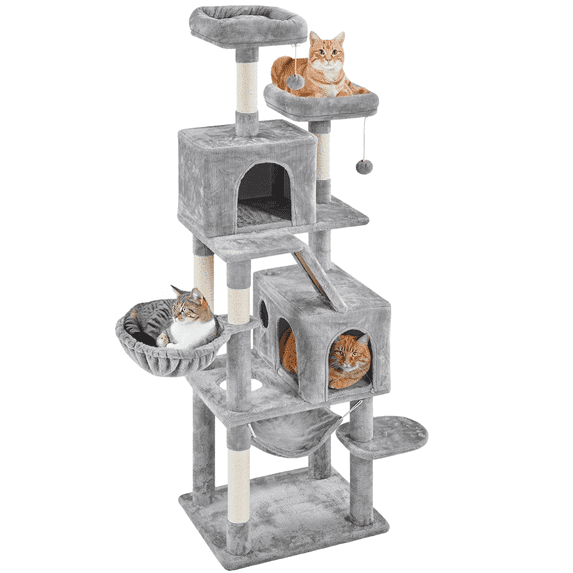 Yaheetech 71''H Multi-Level Cat Tree Tower with Condos, Light Gray