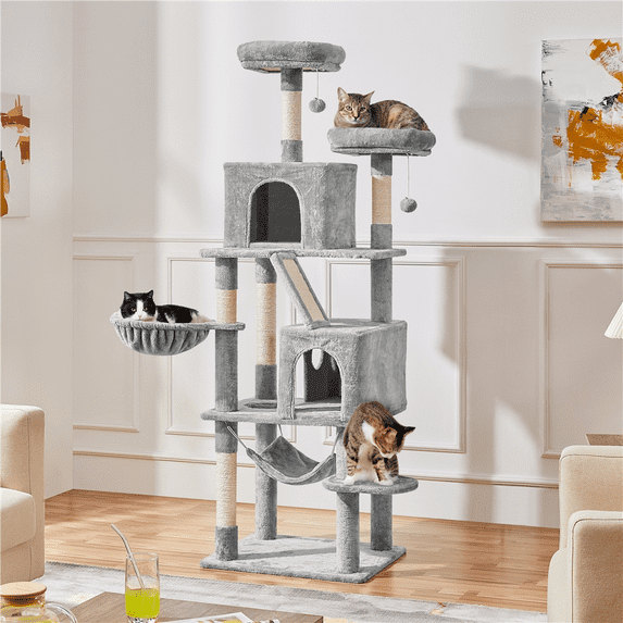 Yaheetech 71''H Multi-Level Cat Tree Tower with Condos, Light Gray