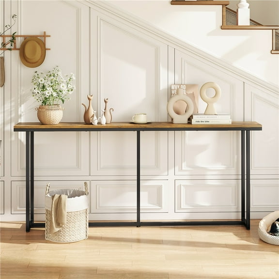 Yaheetech 71" Modern Long Narrow Console Table for Hallway Living Room, Rustic Brown