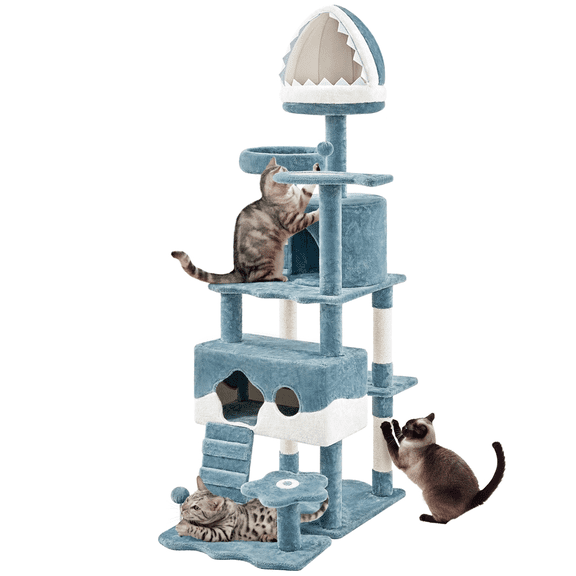 Yaheetech 72.5''H Ocean-themed Cat Tree Cat Tower with Condos,Blue