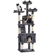 Yaheetech 72″ H Cat Tree with 2 Condos & 3 Top Platform & Scratching Posts, Dark Gray