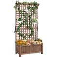 thumbnail image 1 of Yaheetech 72''H Movable Fir Wood Planter Raised Garden Bed with Trellis and Wheels,Dark Brown, 1 of 7