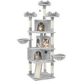 thumbnail image 1 of Yaheetech 76.4" Cat Tree Tower with 3 Condos and 2 Baskets, Light Gray, 1 of 7