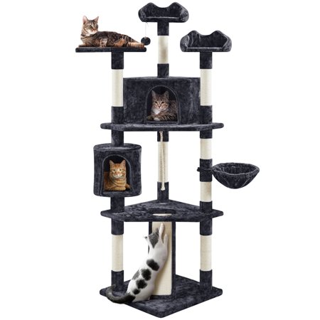 Yaheetech 79'' Multilevel Cat Tree Cat Tower with 2 Condos, Black