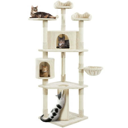 Yaheetech 79'' Multilevel Cat Tree with Condos & Scratching Posts,Beige