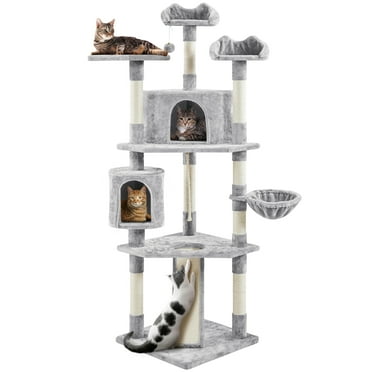 Yaheetech 79'' Multilevel Cat Tree with Condos & Scratching Posts,Light Gray