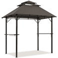 thumbnail image 1 of Yaheetech 8 × 5ft Outdoor Grill Gazebo with Height-adjustable Shelves and S-shaped Hooks, Brown, 1 of 10