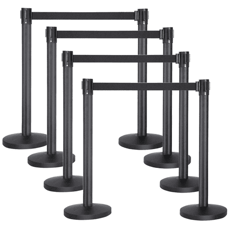 Yaheetech 8-Pack Stanchion Set with 6.5ft Retractable Belt, Crowd Control, Black
