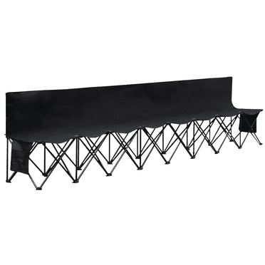 Yaheetech 8 Seats Portable Folding Bench Camping Bench Chairs with Backrest, Black