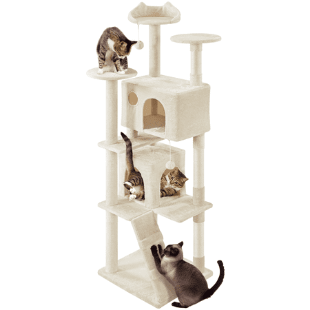 Yaheetech 80" H Multilevel Cat Tree Tower with Condos, Scratching Posts and Perches, Beige