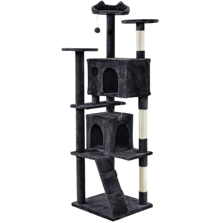 Yaheetech 80.9'' H Multilevel Cat Tree Tower With Condos,Black