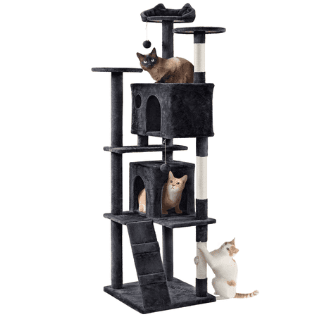 Yaheetech 80'' H Multilevel Cat Tree Tower with Condos,Black