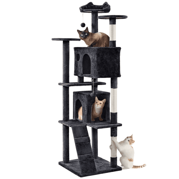 Yaheetech 80'' H Multilevel Cat Tree Tower with Condos,Black