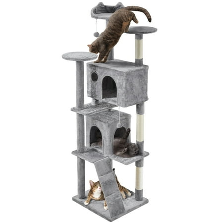 Yaheetech 80'' H Multilevel Cat Tree Tower With Condos,Light Gray