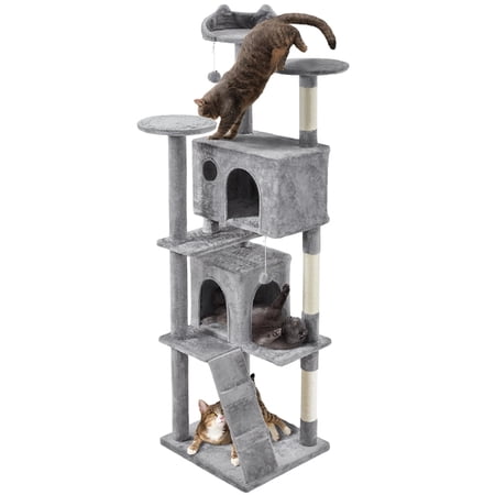 Yaheetech 80'' H Multilevel Cat Tree Tower With Condos,Light Gray