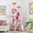 thumbnail image 1 of Yaheetech 82.5" H Multi Level Cat Tree with 2 Condos and Basket, Pink, 1 of 8