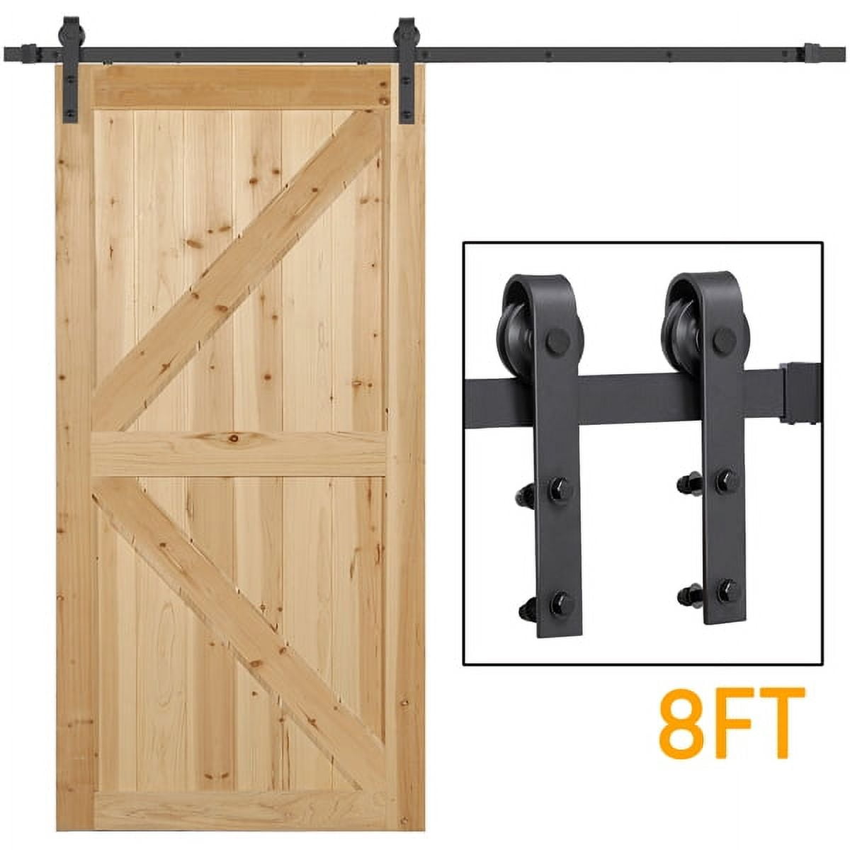 8Ft Sliding Barn Door Hardware Kit Set Antique Style Single Closet Wood Track System Black 8Ft Sliding Barn Door Hardware Kit Set Antique Style Single Closet Wood Track System Black