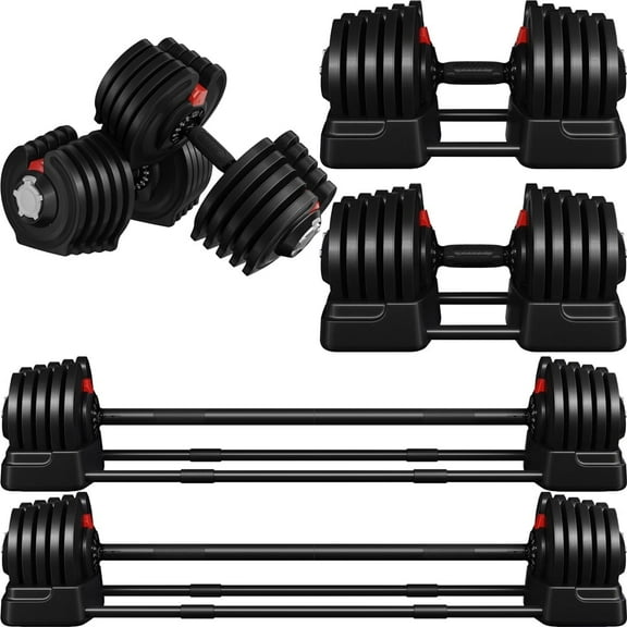 Yaheetech 90 lbs Quick-Adjust Dumbbell Weight Set for Strength Training, Set of 2, Black