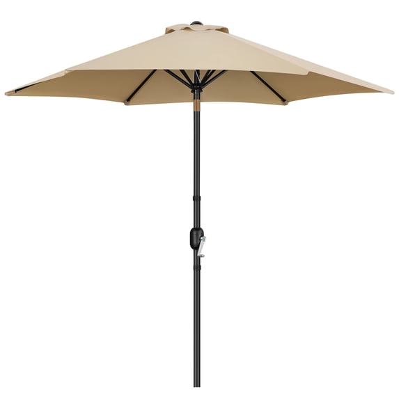 Yaheetech 9ft 6 Ribs Patio Umbrella with Push Button Tilt, Tan
