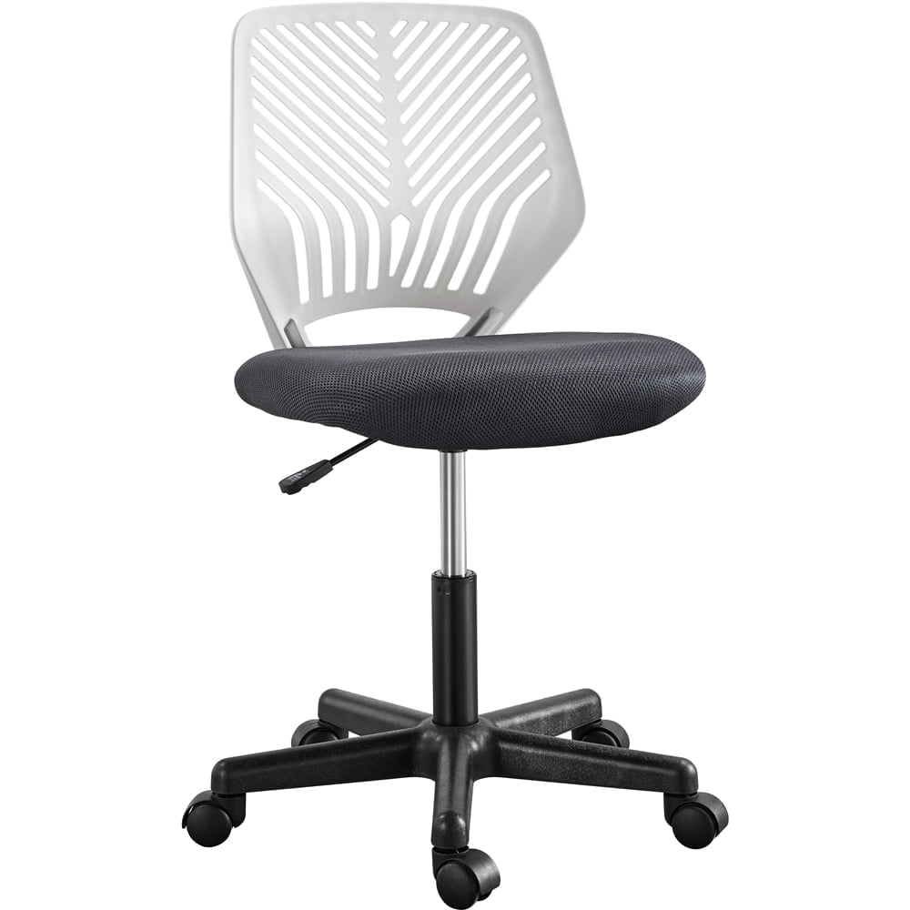 Yaheetech Adjustable Armless Desk Chair with Wheels, Dark Gray