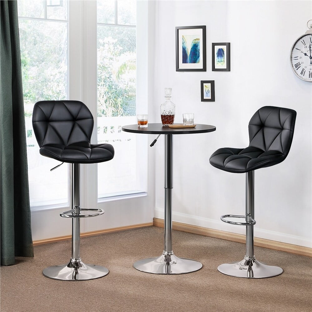 Yaheetech Adjustable Faux Leather Swivel Armless Bar Stool, Set of 2