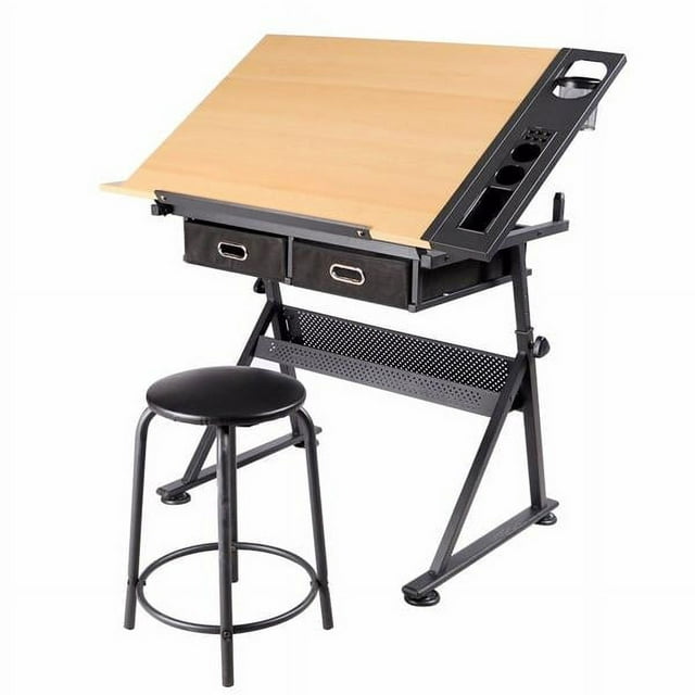 Yaheetech Adjustable Height Drawing Table Drafting Desk with P2 ...