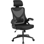 Yaheetech Adjustable High Back Mesh Office Chair with 90° Flip-up Armrest, Black