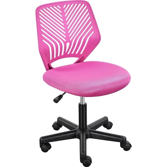 Yaheetech Adjustable Mesh Office Chair Mid Back Swivel Chair, Rose Red